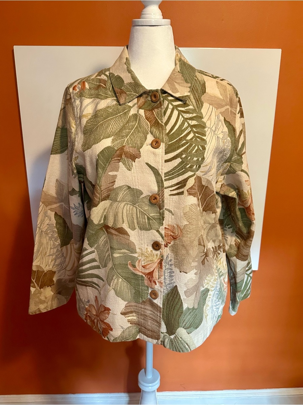 Coldwater Creek Tropical Floral Button Front Jacket 1X
